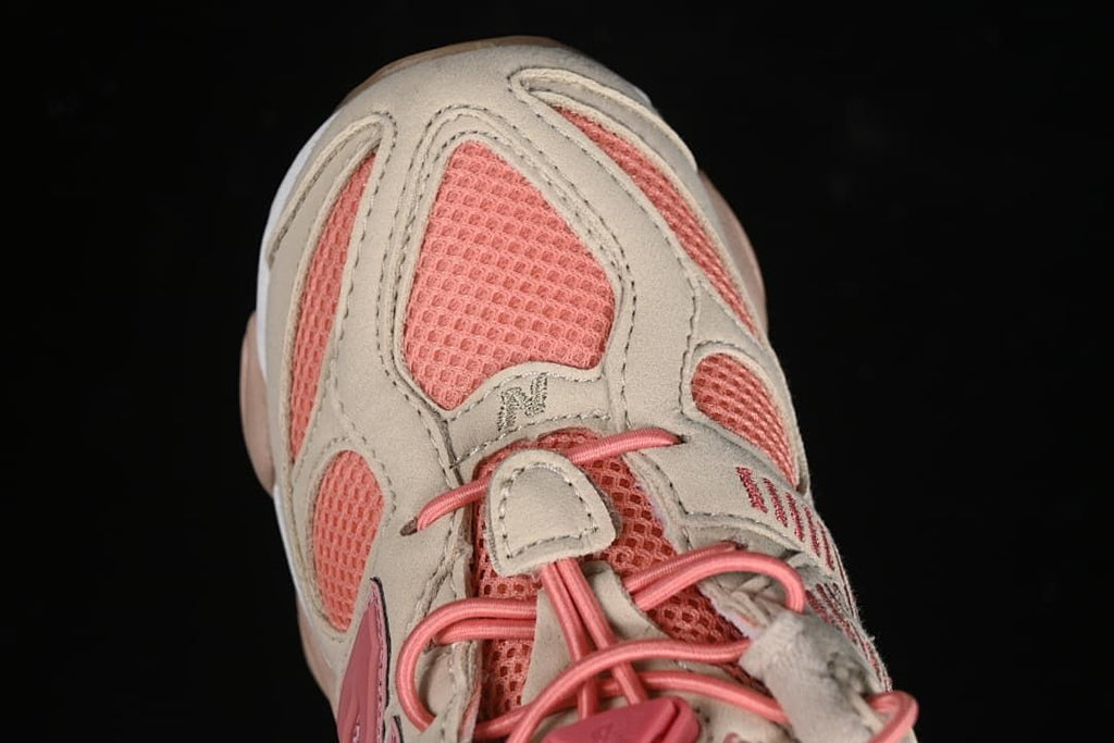 Top view showing the toe, mesh panels, and lacing
