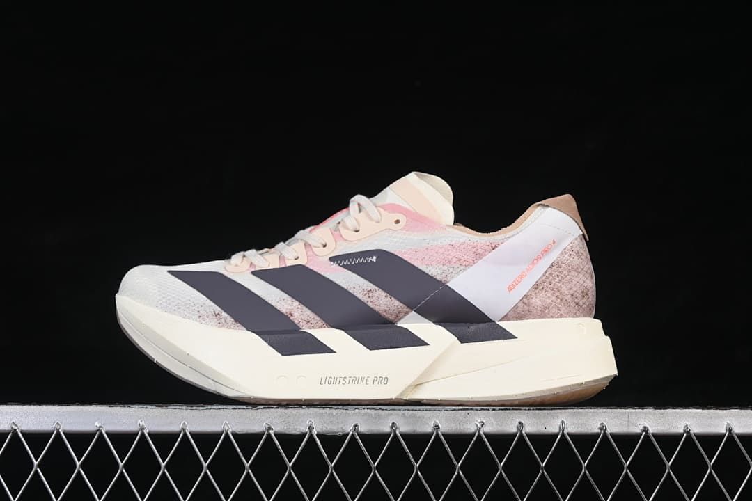 Side view of the shoe showing the patterned upper, dark stripes and Lightstrike Pro marking
