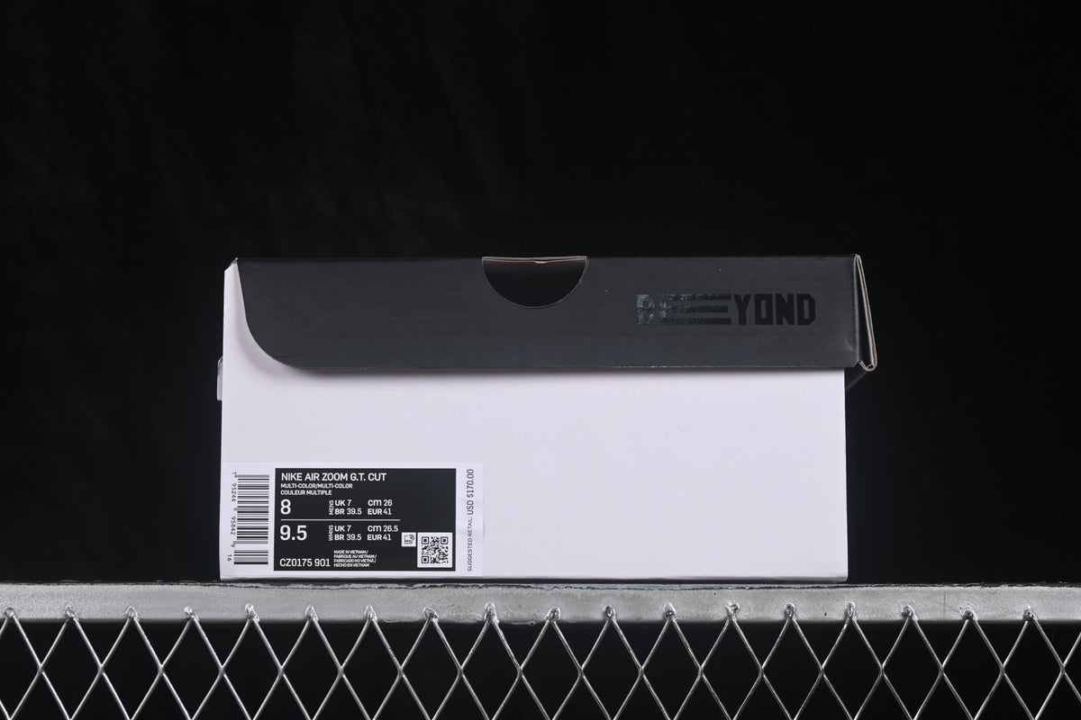 Nike basketball shoe box with a visible label identifying the Air Zoom G.T. Cut and style code CZ0175-901.