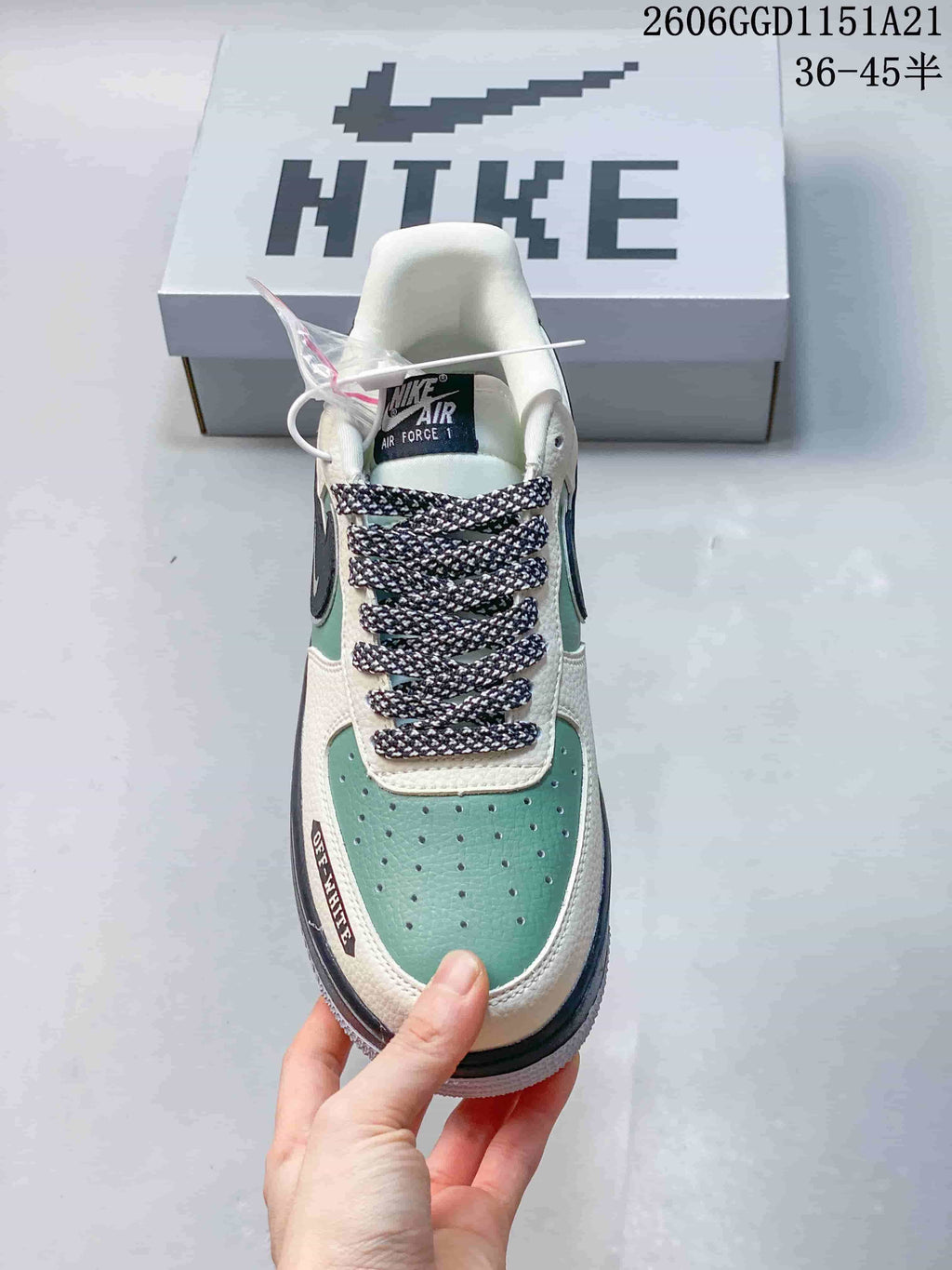 Top view showing the perforated toe area and patterned laces