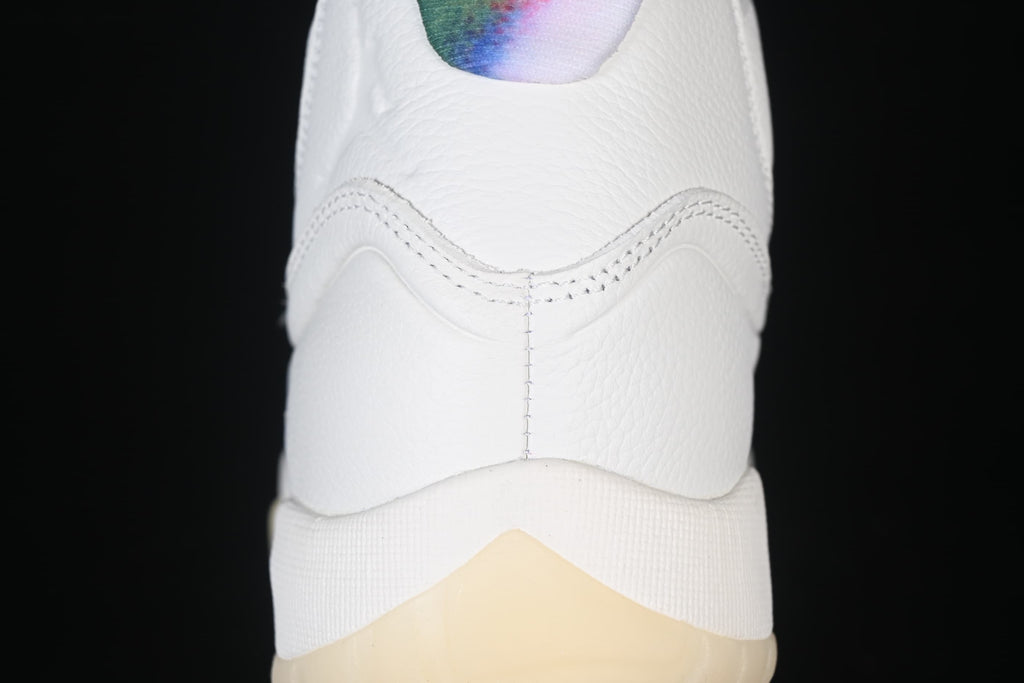 Close-up of the rear stitching and multicolor collar panel.