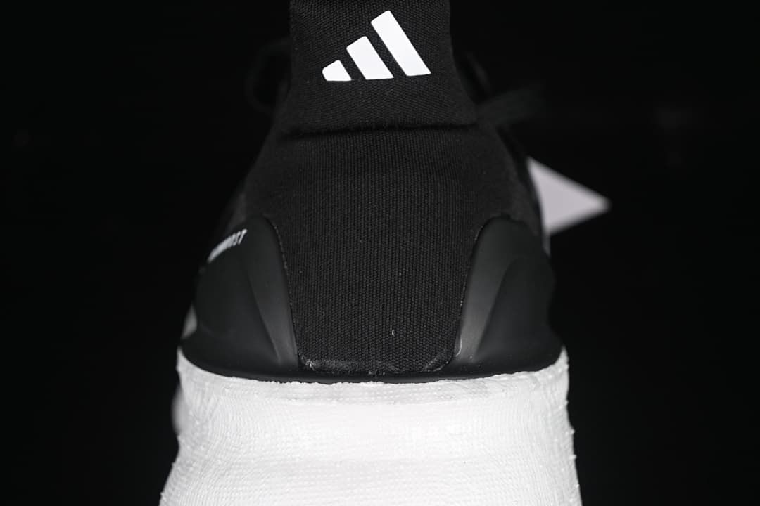 Rear view of the Adidas Ultraboost 5 showing the heel tab and white midsole