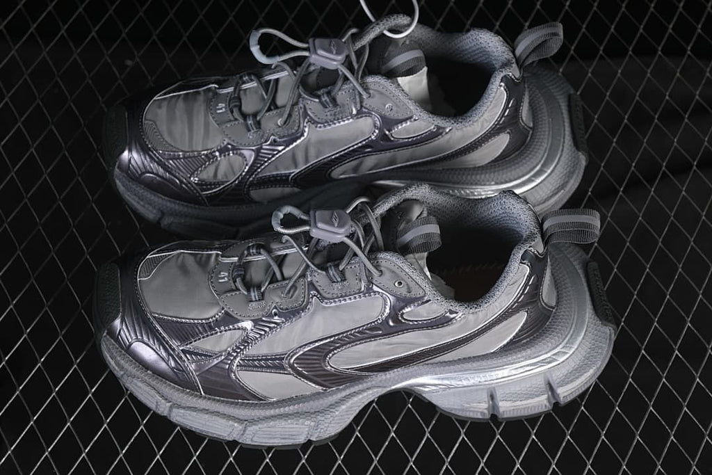 Pair of grey Phantom sneakers shown from above and the side.