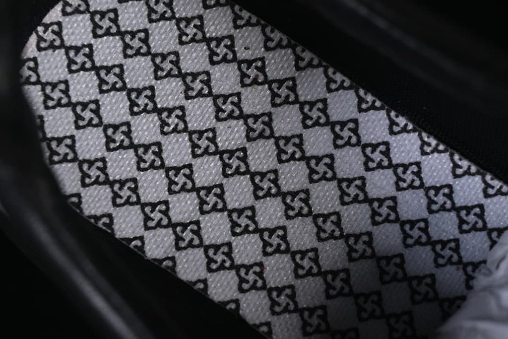 Close-up of patterned insole fabric