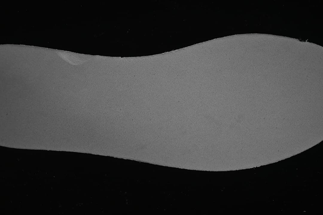 Close-up view of a grey shoe insert