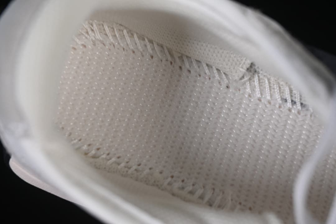 Close-up view inside the sneaker showing its lining and stitching.