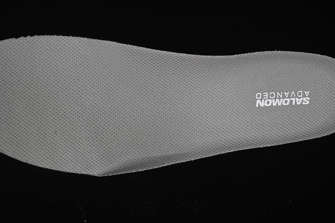 Close-up of a gray Salomon Advanced insole.
