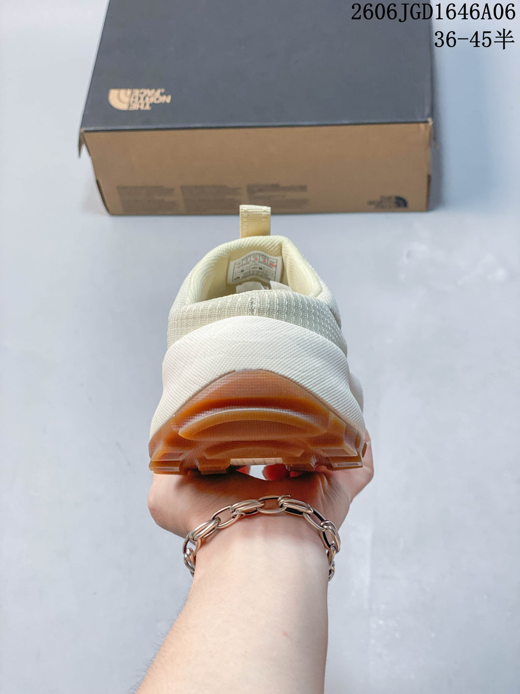 Rear view of the mule showing its heel and outsole