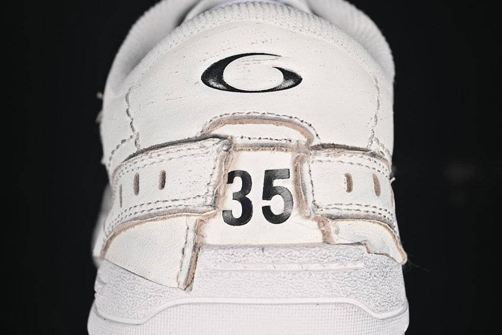 Rear view showing the heel detail and size 35 marking