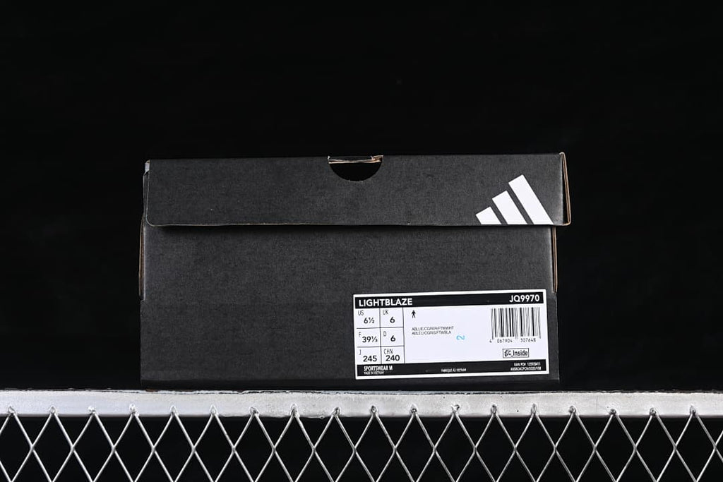 Shoebox label identifying Lightblaze JQ9970 and sample sizing