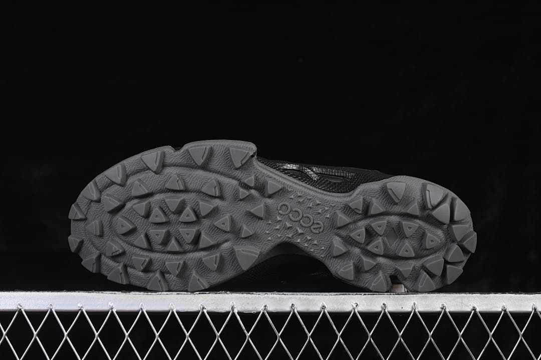 Underside view showing the lugged outsole tread