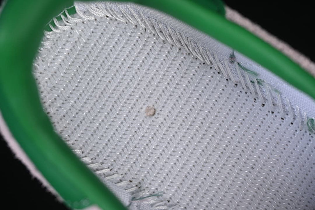 Close-up of the textured upper and interior of the sneaker