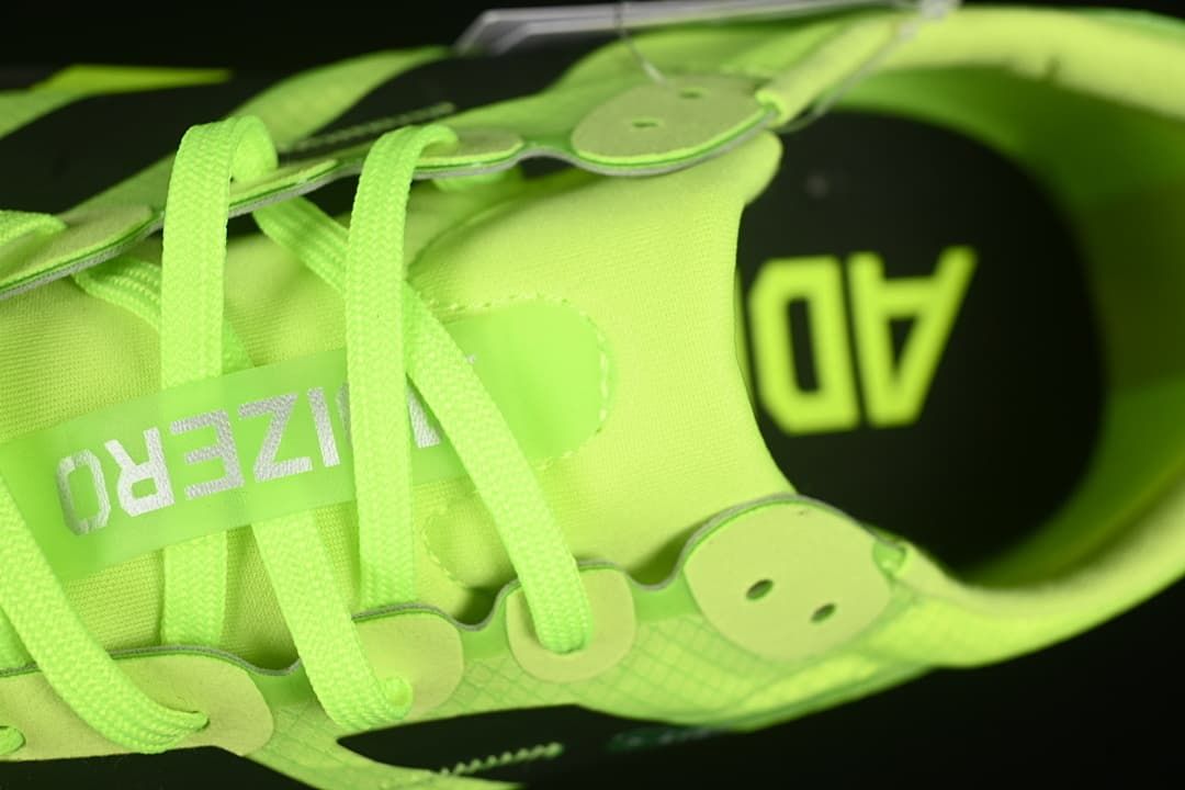 Top-down close-up of the laces and shoe interior