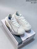 Pair of silver-gray and white Nike Alphafly 3 running shoes displayed on a box