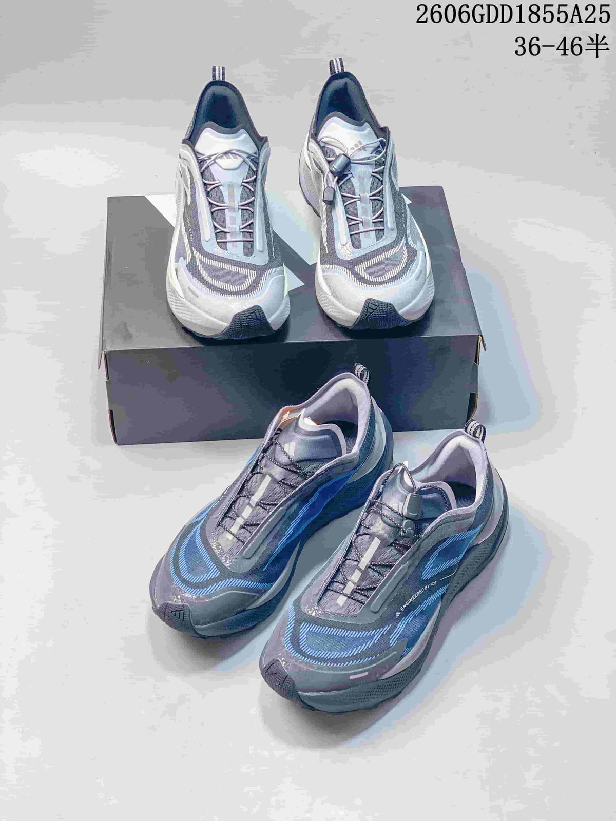 Two colorways of Adidas Holo Peak low-top shoes shown together