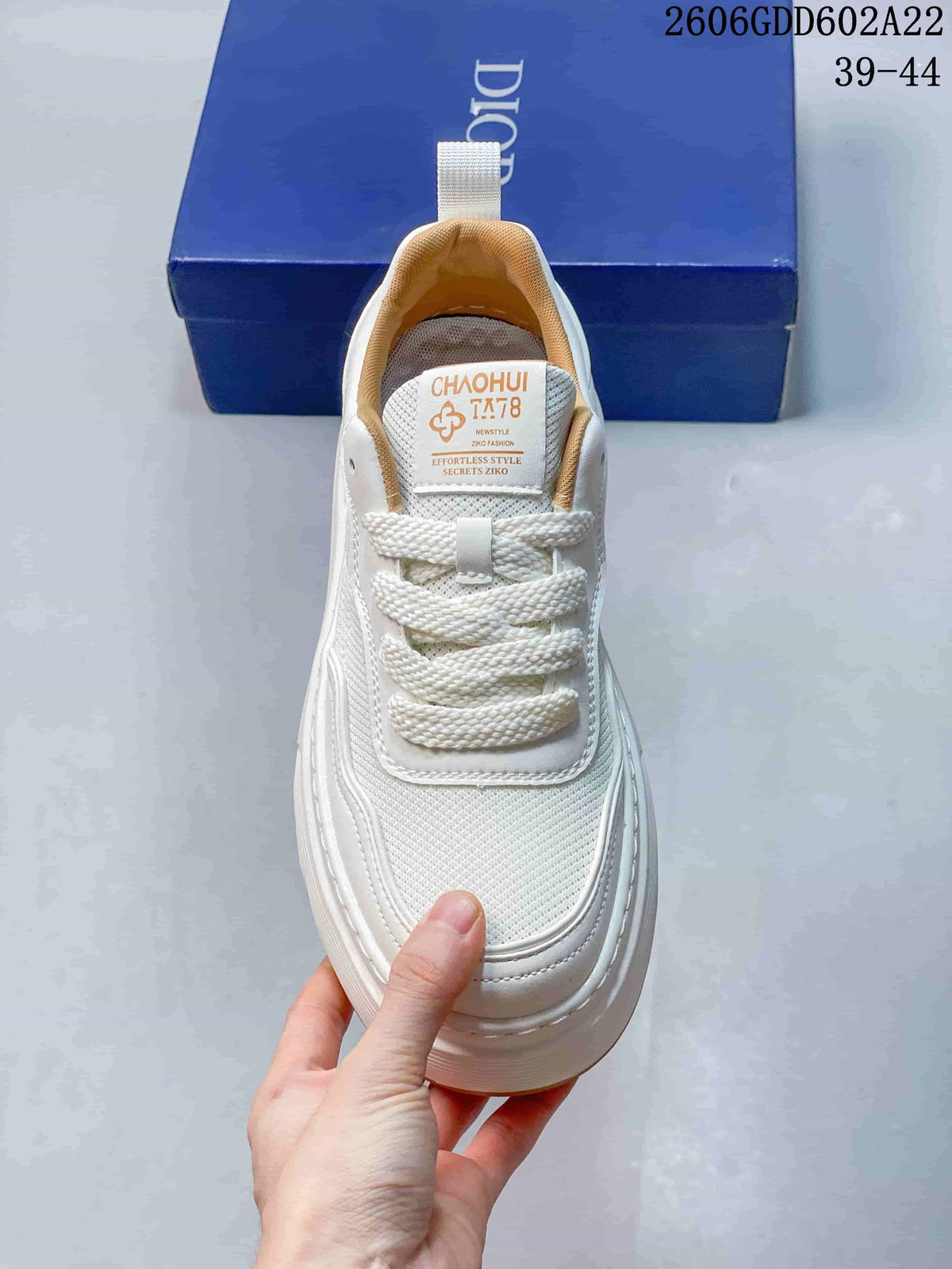 Top view showing the mesh toe, rope-style laces, and padded collar