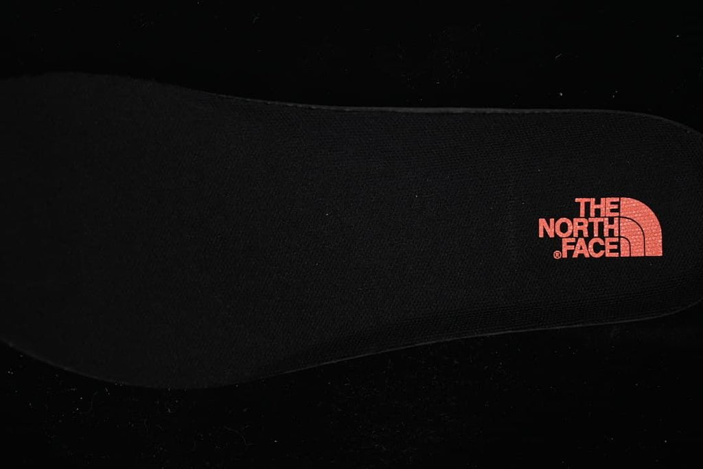 Close-up of a black insole with The North Face logo.