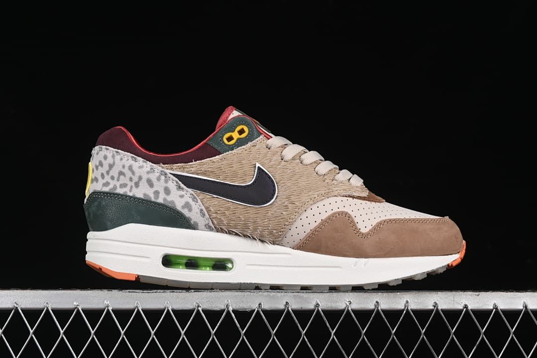 Side profile showing the contrasting Swoosh, textured panels, and midsole Air unit.