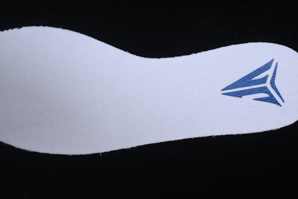 Close-up of the insole with a blue graphic
