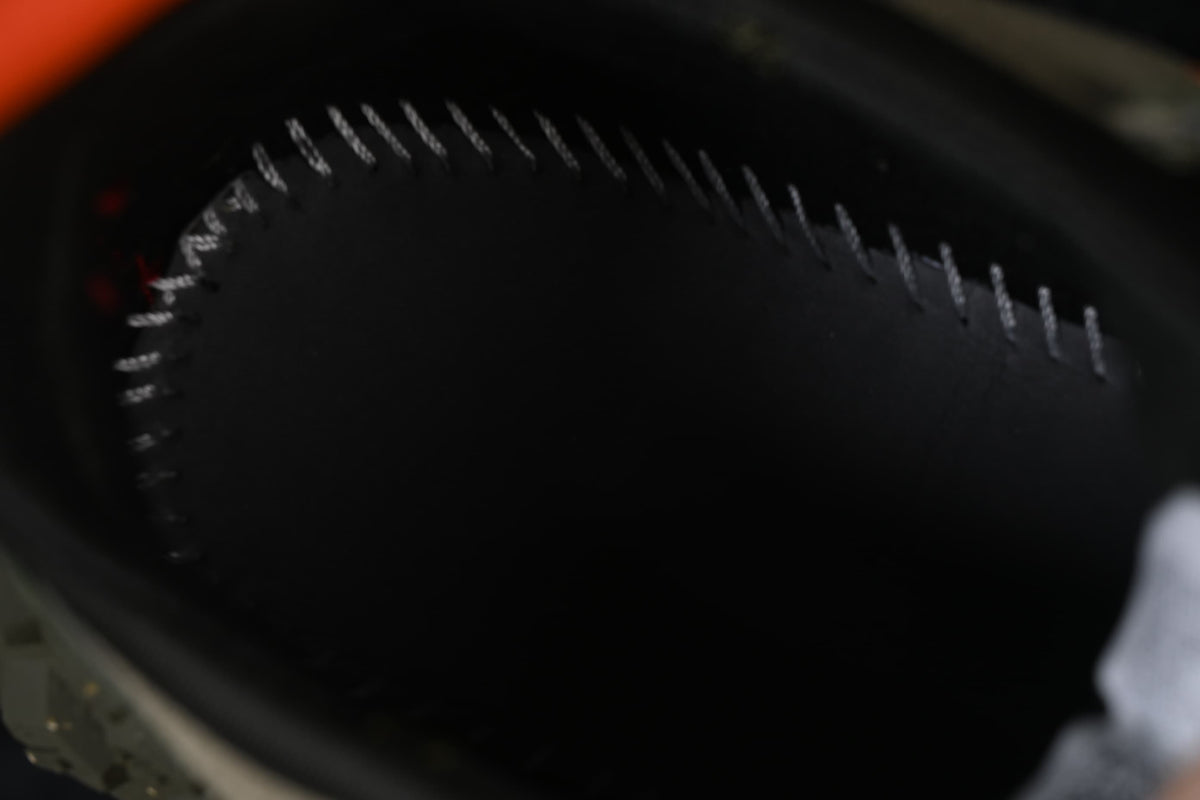 Close-up of the dark interior lining.