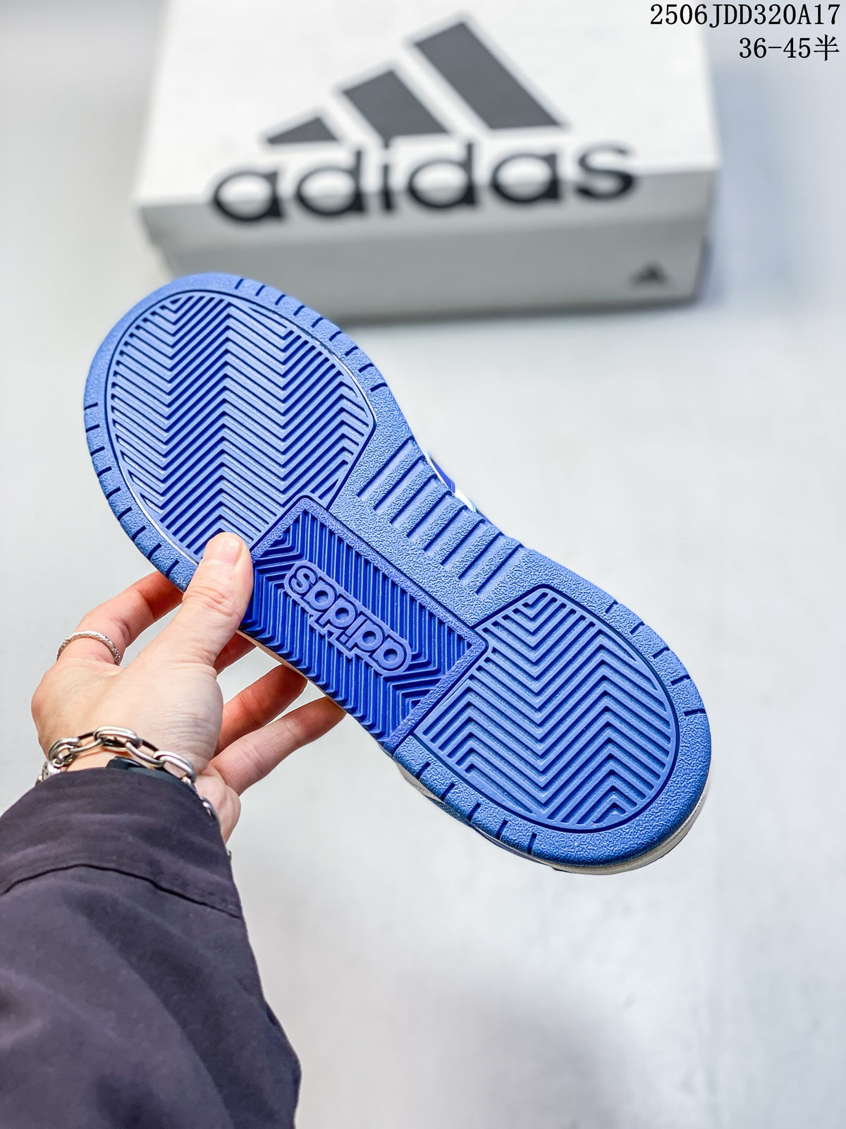 Blue outsole with patterned tread on the adidas Entrap sneaker