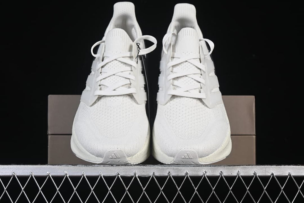 Front view of the pair showing the knit-look uppers and lace-up design