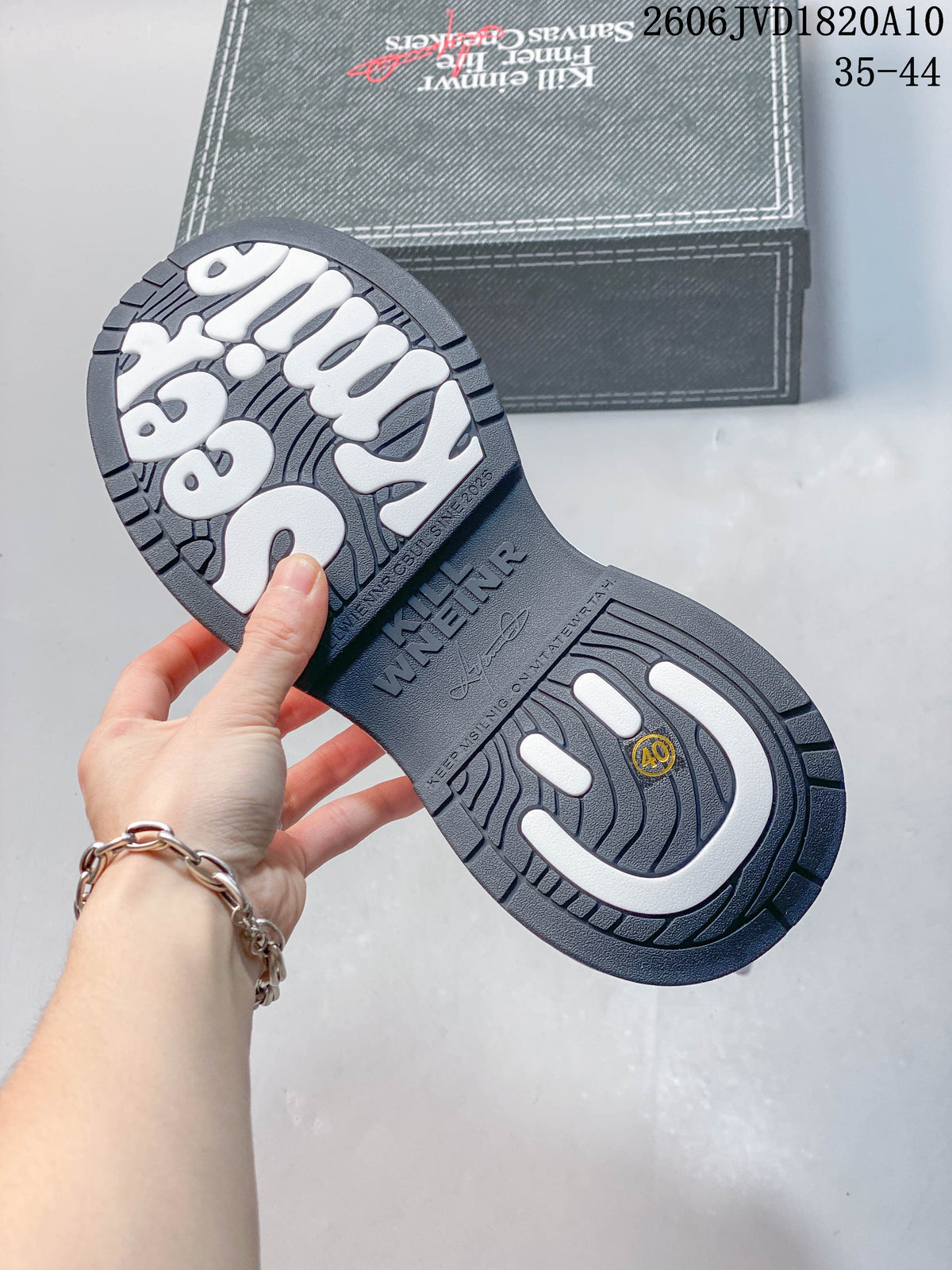 Underside of a KILLWINNER sneaker showing a patterned dark outsole