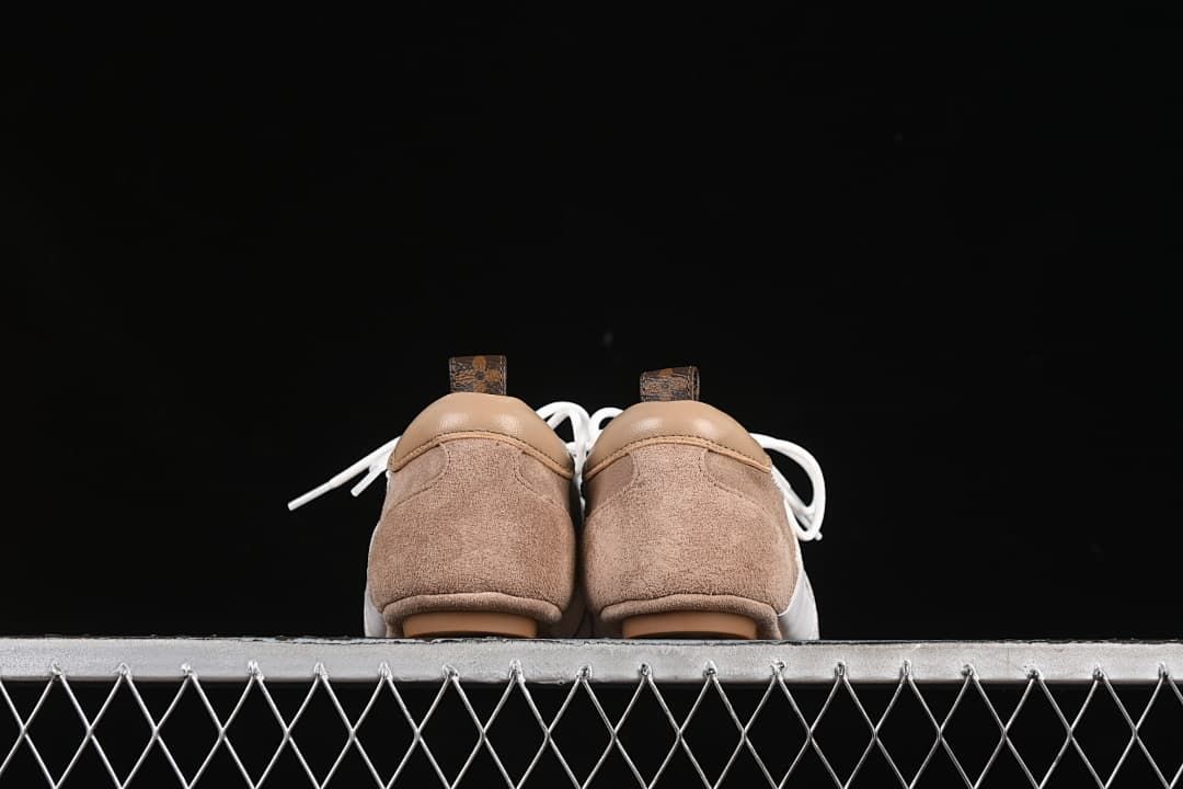 Rear view of the pair with suede-like heel panels