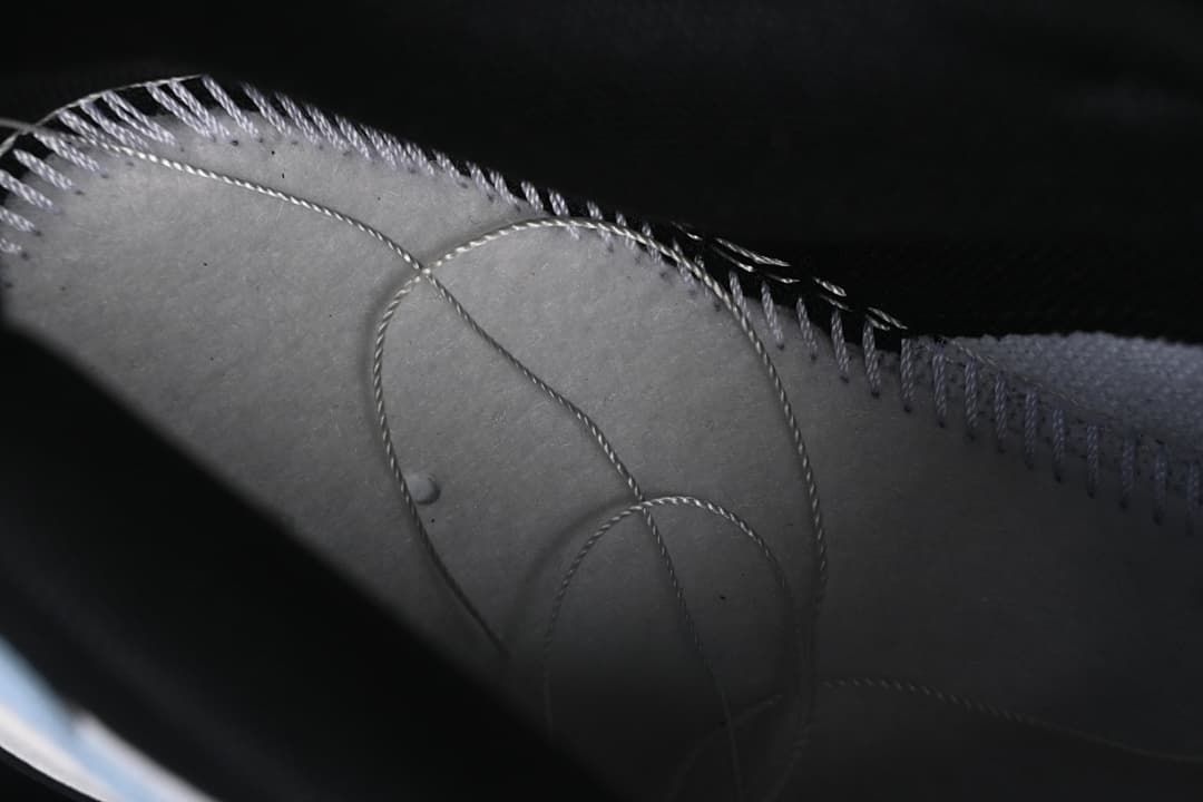 Close-up view of stitching inside the sneaker
