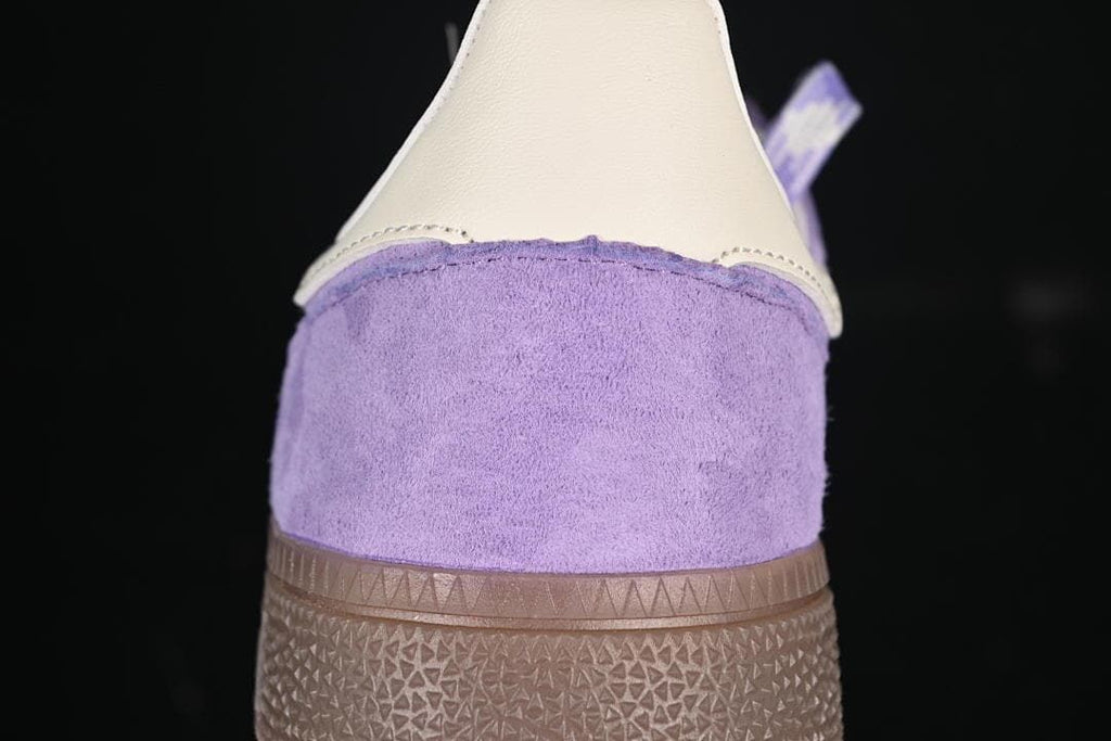 Rear view showing the purple heel and cream heel tab