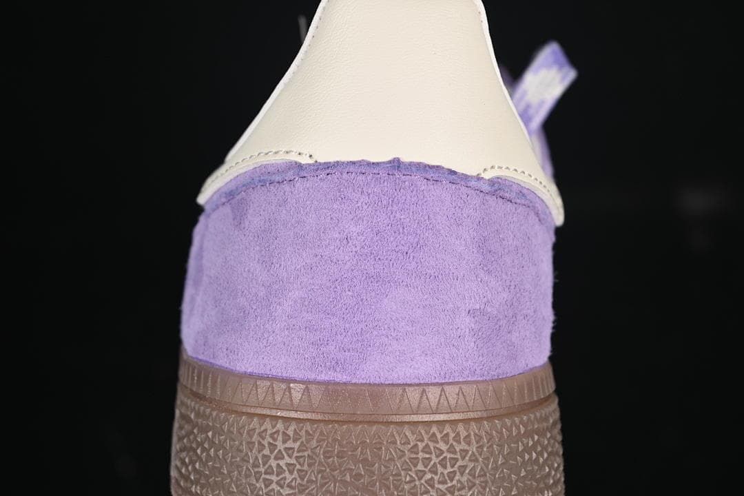 Rear view showing the purple heel and cream heel tab