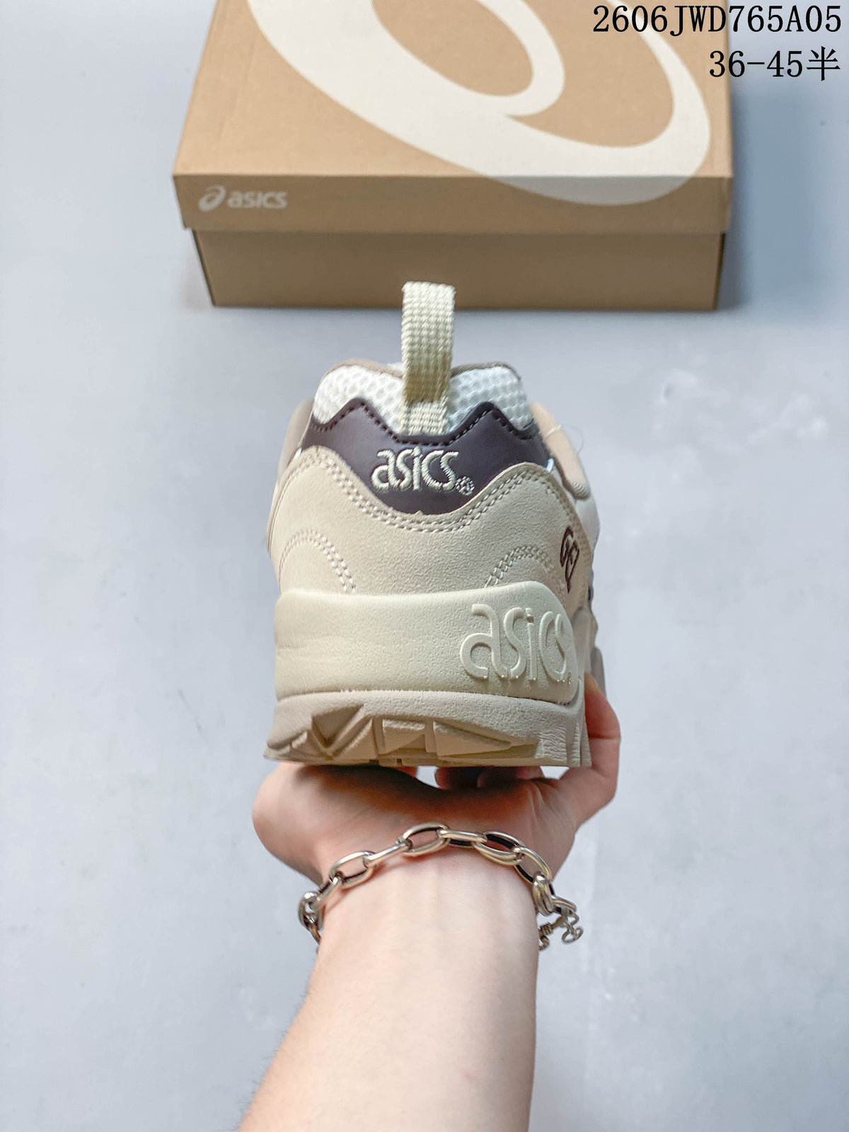 Rear view of a cream ASICS Gel-TRUCK sneaker