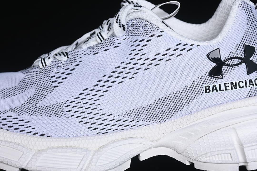 Close-up of the patterned upper, side logo and chunky sole.
