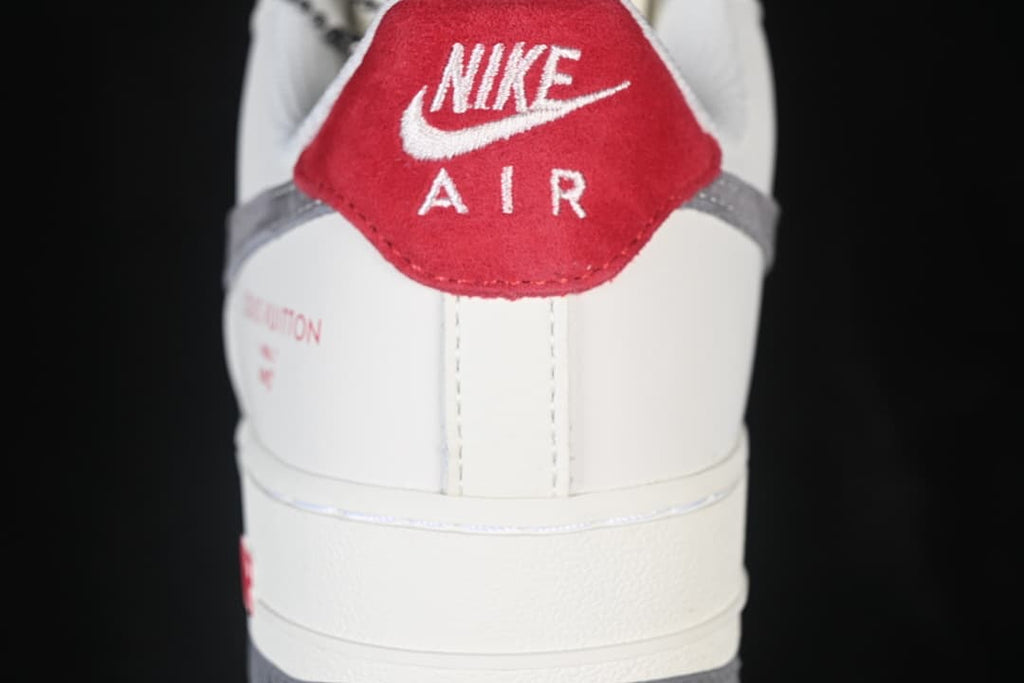 Close-up of the red heel tab with white Nike Air lettering