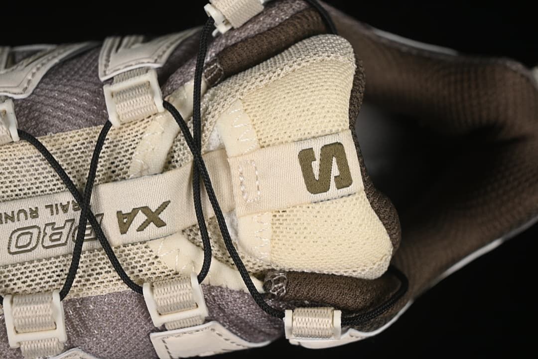 Close-up of the tongue, mesh upper, and lace system.