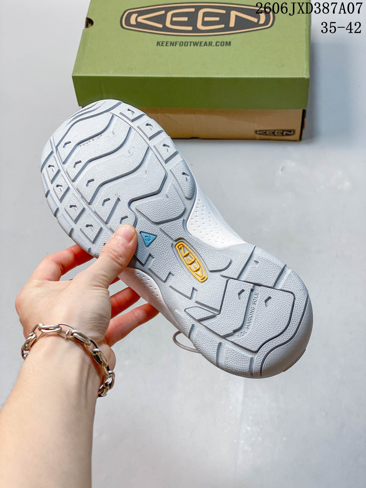 Underside of the sandal showing its patterned outsole