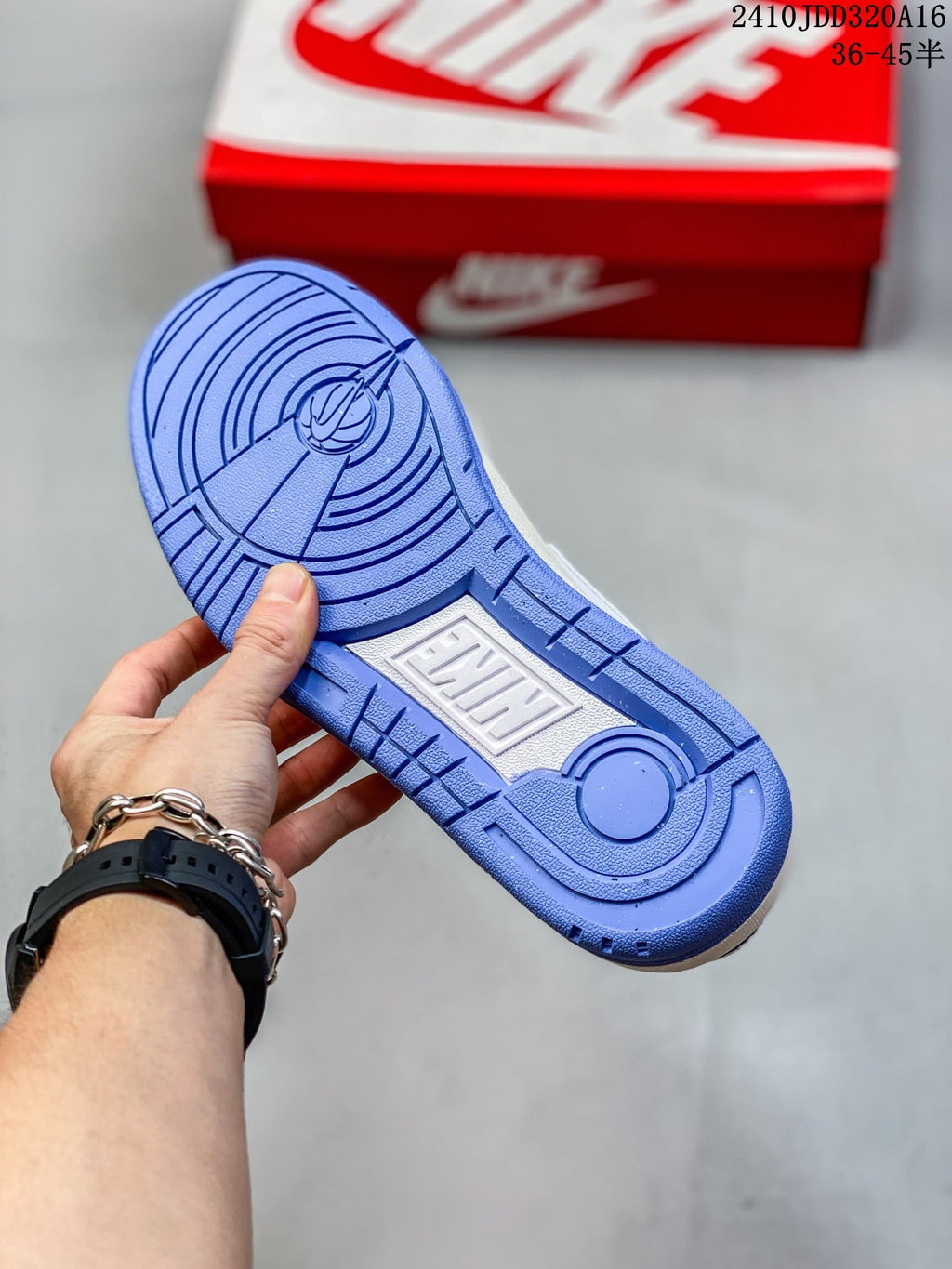 Blue outsole of a Nike Full Force Low sneaker.