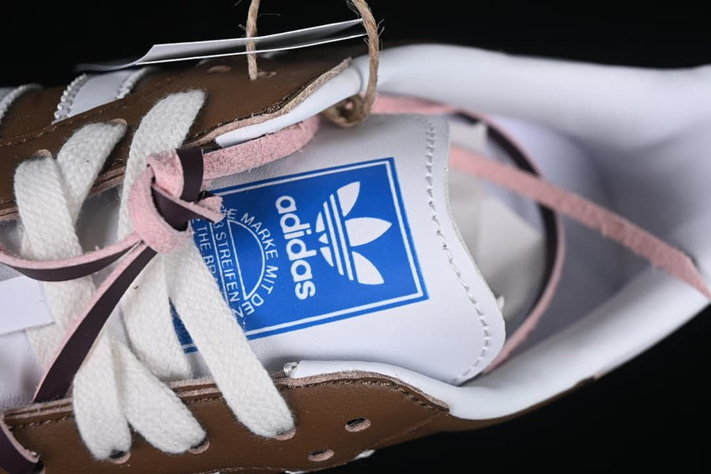 Close-up of the tongue branding and alternate lace details.