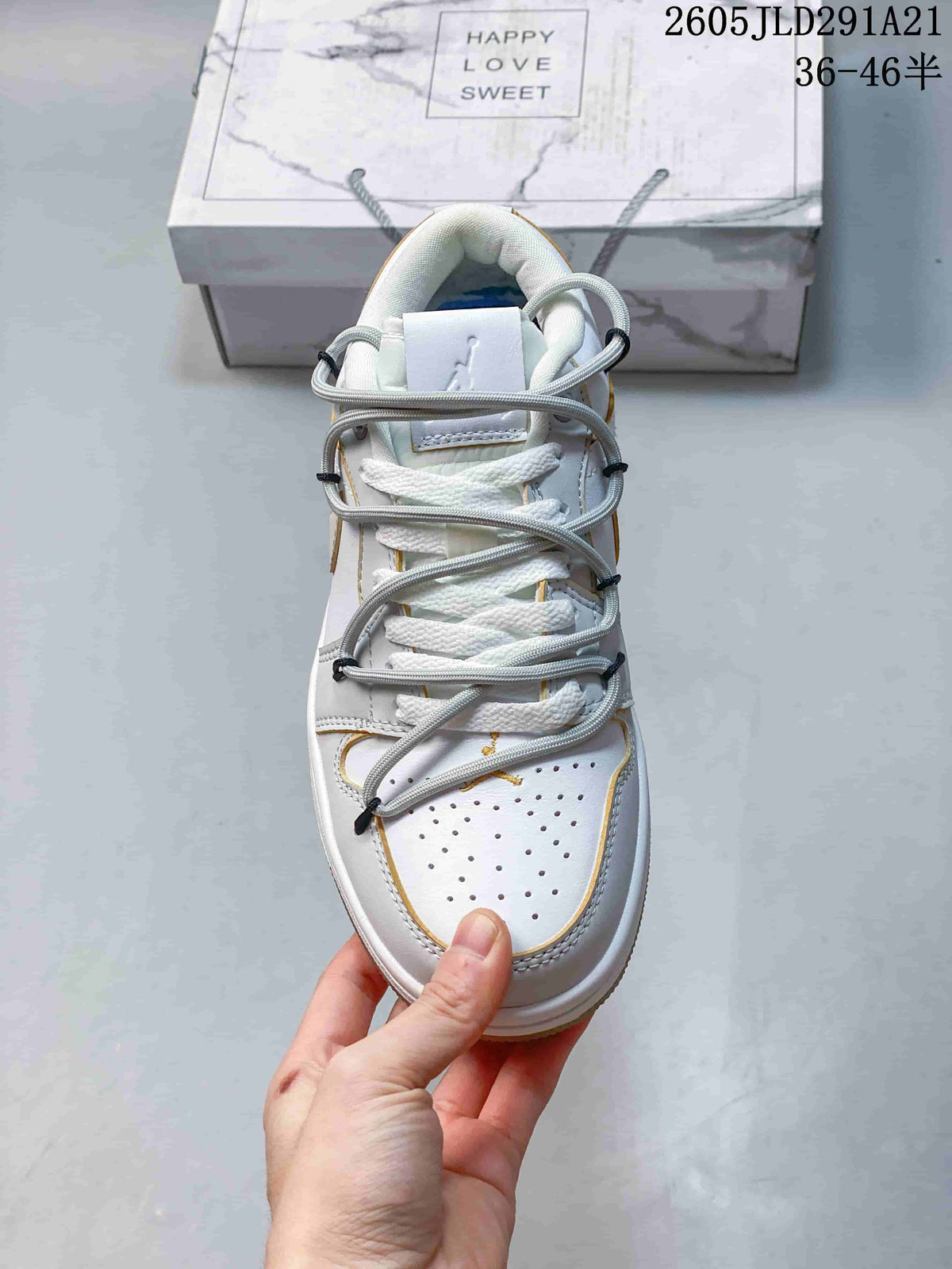 Top view showing perforated toe box and layered laces