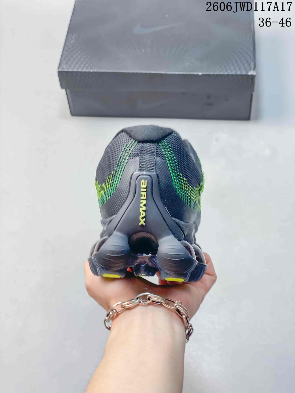 Rear view of the Nike Air Liquid Max sneaker highlighting its heel and outsole