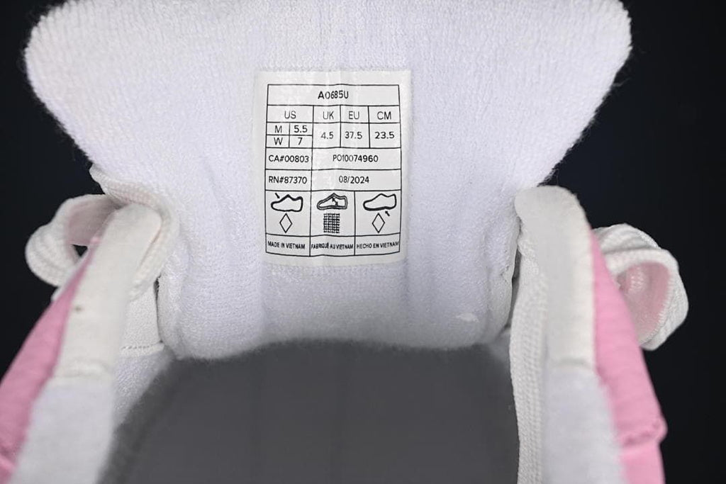 Tongue size label showing EU 37.5 and other sample size equivalents