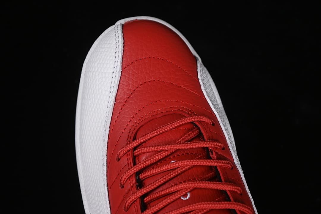 Top view of the red toe and lacing