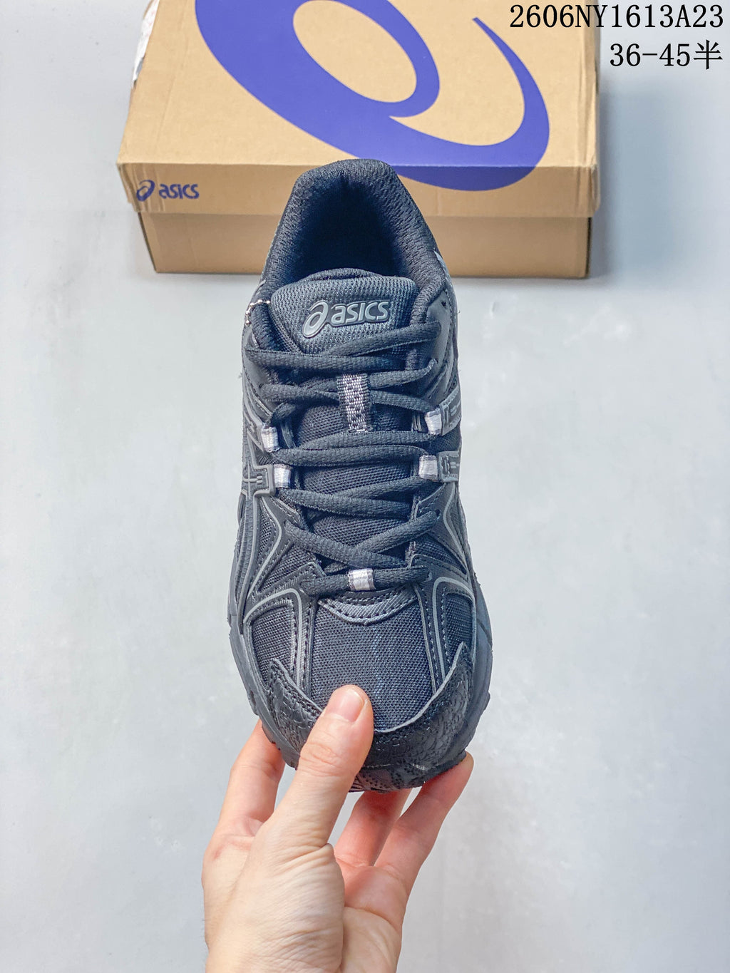 Top view of the lace-up front of an ASICS Gel-Kahana 8 FL sneaker