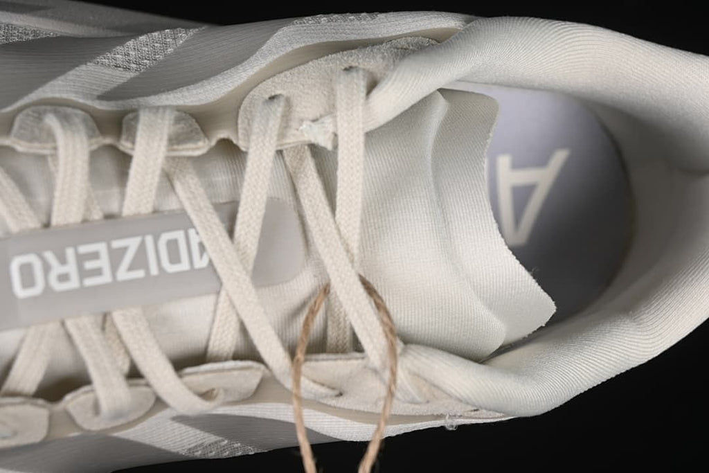 Top-down detail of the laces, tongue and insole