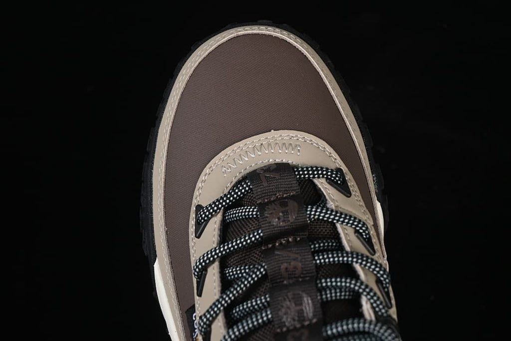 Top-down view of the boot toe and lacing