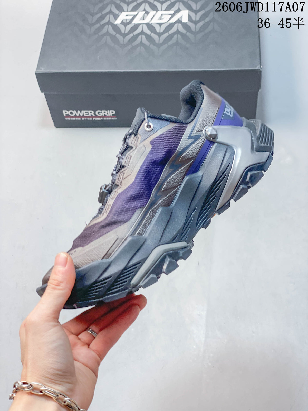 Side view of a KAILAS FUGA DU 2 low-cut trail shoe with a rugged outsole.