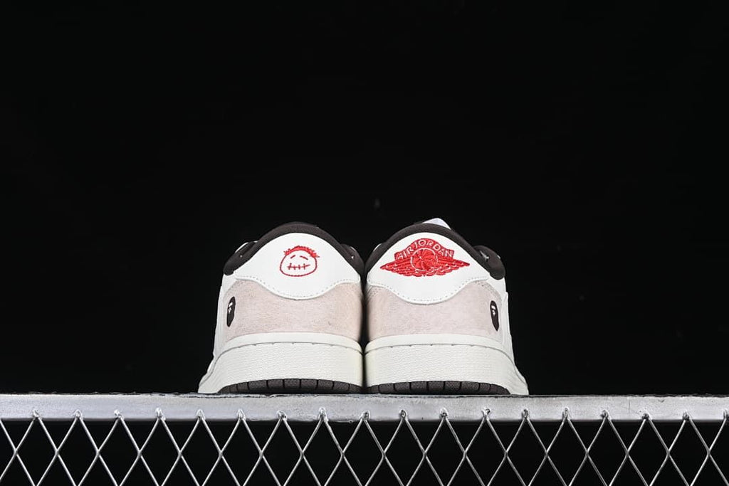 Rear view showing contrasting heel graphics