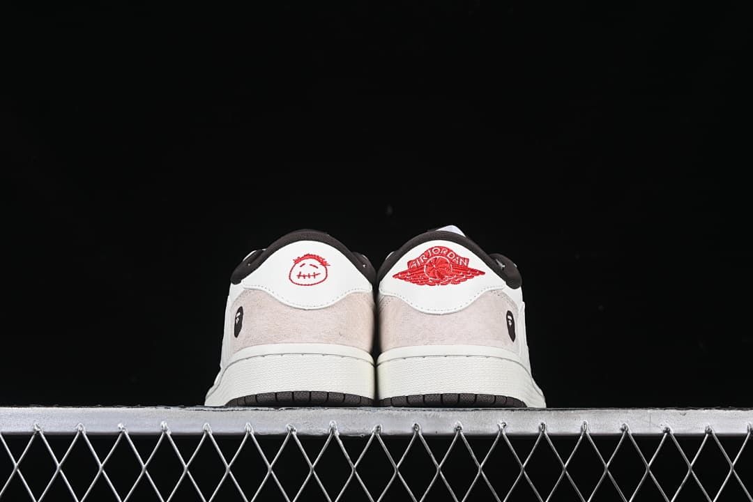 Rear view showing contrasting heel graphics