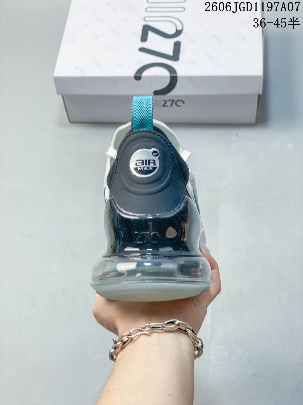 Rear view showing the heel cushioning unit and pull tab