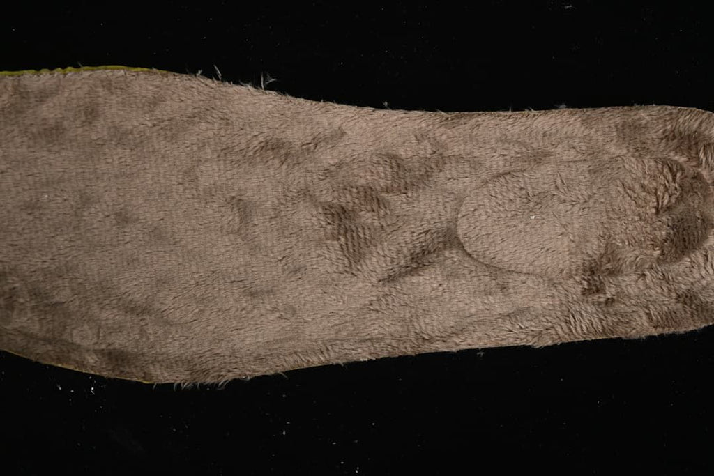 Close-up showing the plush lining inside the boot.